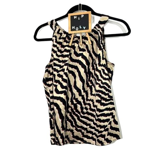 212 Collection Animal Print Tank Top Cream Black Size Small - Picture 2 of 12